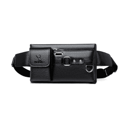 FANDARE Sling Bag Leder Brusttasche Umhängetasche Schultertasche Herren Bauchtasche Tasche Rucksack Daypacks Wasserresistent für Männer Outdoor Reisen Camping Crossbody Schulter Schwarz