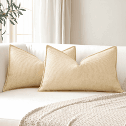 Sungeek 2er Set Weich 3D-Plaid Kissenbezüge, Dekorativ Zierkissenbezüge Umwickelte Kante Kissenbezug Dekokissen Deko Bezug Kissenhülle für Sofa Couch Schlafzimmer Wohnzimmer (Beige, 30x50cm)