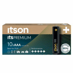 ITSON, Batterien AAA, 10 Stück, leistungsstarke Alkaline Batterien, 1,5V, umweltfreundliche Verpackung 95% recycelt, Made in EU, ideal für Spielzeug, Kameras, Spielcontroller und Haushalt