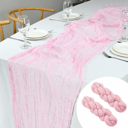 2 Stück Tischläufer Salbeigrün Käsetuch, Boho Table Runner Tischdeko Cheesecloth Rustikaler Durchsichtiger Läufer (2 Stück Rosa)