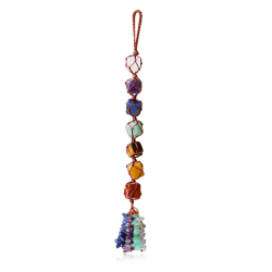 XIANNVXI 7 Chakra Steine Auto Rückspiegel Anhänger Edelsteine Kristalle Hängende Auto Anhänger für Spiegel Natürliche Bunte Stein Reiki Meditation Handgefertigter Geschenke