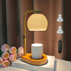 QINER Kerzenwärmer Lampe, Kerzenwärmerlampe für Glaskerzen, Duftlampe mit Timer und 4 Dimmmodi, Vintage Glass Shade with 2 x 50W Bulbs für Schlafzimmer, Dekoration, Yoga