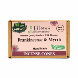 Bless International Frankincense-and-Myrrh Incense-Cones Handmade-Hand-Dipped Organic-Chemicals-Free for-Purification-Relaxation-Positivity-Yoga-Meditation The-Best-scents (20 Count)
