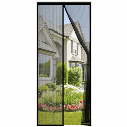 Auxmir VERDICKT Fliegengitter Balkontür Magnet 100x210cm, Insektenschutz Fliegenvorhang, Extra Starke Magnete, Magnetvorhang ohne Bohren für Balkontür Wohnzimmer Terrassentür, Schwarz 100x210cm Schwarz