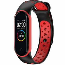 Breathable Ersatzarmband für Amazfit Band 5, Sport ArmbandUhrenarmband, Silikon Armbänder für Xiaomi Smart Band 7 / Mi Band 6 / Band 5 / Band 4 / Band 3 (Blackred)
