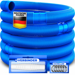 KESSER® Poolschlauch 8m / Ø 38mm | Schwimmbadschlauch mit Muffen | Solarschlauch für Pool | Saugschlauch | Pumpenschlauch | Flexibler Wasserschlauch inkl. Schlauchschellen & -verbindung | Blau