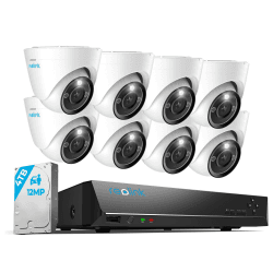 Reolink 12MP Überwachungskamera Set Aussen, 8X PoE IP Kamera Outdoor Innen, 16CH 4TB HDD NVR, Spotlights, Personen-/Fahrzeugerkennung, 2-Wege-Audio, 24/7 Aufnahme, Farb-/IR-Nachtsicht, RLK16-1200D8-A