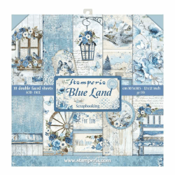 STAMPERIA SBBL47 Papierblock 10 Blätter doppelseitig Blue Land, Mehrfarbig, 30.5 x 30.5 (12" x 12")