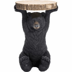 Kare Design Beistelltisch Animal Bear, Schwarz/ Braun, Rund, 33cm Durchmesser, 20kg Belastbarkeit, Nachttisch, Couchtisch, Bär, 53x33x33cm (H/B/T)