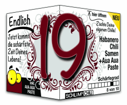 Schlump-Chili⎥Endlich 19 - das witzige scharfe Geburtstagsgeschenk. Eine originelle Geschenkidee zum 19. Geburtstag für junge Männer und Frauen