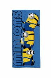 hermet Minions, Strandtuch 70 x 140 cm, 100% Baumwolle, Blau, Gelb