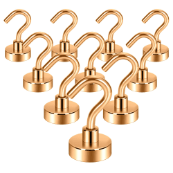 Neosmuk Magnethaken,10kg robuste Erdmagnete mit Haken, extra starker Kreuzfahrt-Haken zum Aufhängen, magnetischer Aufhänger für Kabinen, Grill (Bronze, 10 Stück)