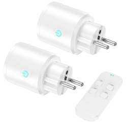 Funksteckdosen mit Fernbedienung, 2 Stück Steckdose mit 1er Fernbedienung, Schaltbare Steckdose Set mit Fernbedienung(30M Reichweite), DE Reiseadapter, Funksteckdose für zu Hause(2300W/10A), Weiß