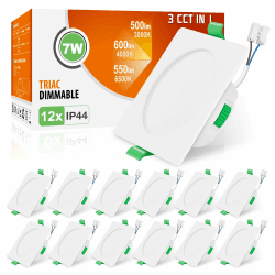 ALUSSO LED Einbaustrahler Eckig Dimmbar LED Spots 230V Deckenspots 68mm Ultra Flach 7W IP44 Warmweiß Neutralweiß Kaltweiß Einbauleuchten für Badezimmer Wohnzimmer, Weiss, 12er Set