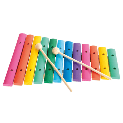 Bino 12-Ton-Xylophon, Spielzeug für Kinder ab 3 Jahre, Kinderspielzeug (Musikinstrument für Kinder, Xylophon aus Holz, 12 Töne, mit Klangplatten in Regenbogenfarben und 2 Klöppeln), Mehrfarbig