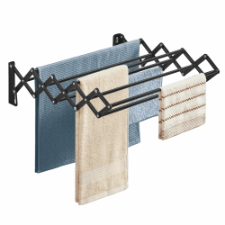 SONGMICS Wäschetrockner, Wandtrockner, Akkordeon-Wäscheständer, 9 gestaffelte Stangen, ausziehbar und einklappbar, Stahl, tintenschwarz LLR802B01