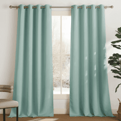PONY DANCE Verdunklungsvorhänge Ösen Gardienen 2-Set H 245 x B 140 cm Wärmeisolierender Vorhang Blickdicht Wohnzimmer Thermogardinen Kälteschutz mit Ösen, Sommergrün H245 x B140 cm (2er Pack) Sommergrün