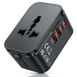 Romon Reiseadapter Weltweit, Universal Reisestecker Adapter mit 2 USB, 2 USB C und 1 Steckdose, Internationaler Steckdosenadapter Travel Reise Netzadapter für Deutschland USA England Thailand Italien