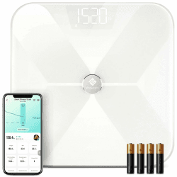 Etekcity Körperfettwaage Bluetooth Ultraschlanke Waage, Premium Smart Personenwaage Digital mit APP für BMI, Gewicht, Muskelmasse, Wasser, Protein, Knochengewicht, iOS/Android, 180 kg / 400 lb / 28 st