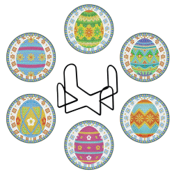 EXQULEG 6 STK Premium Design Ostern Diamond Painting Untersetzer 6er Set Dekorative Untersetzer für Glas, Tassen, Vasen, Kerzen, Küche Wohnzimmer Deko 9.5x9.5cm