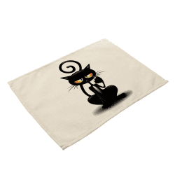 ShopINess Lustige Katze Tischsets für Esszimmer Tischtücher Schwarze und weiße Tischdecken im amerikanischen Stil für Katzenliebhaber (Zen-Katze)