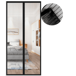 Fliegengitter Tür Magnet, Insektenschutz Balkontür 100x250 cm, Aktualisierte Version Schwarz Magnetvorhang Insektenschutz Ohne Bohren,Fliegenvorhang für Schiebetür und Wohnzimmer 100 x 250 cm Schwarz