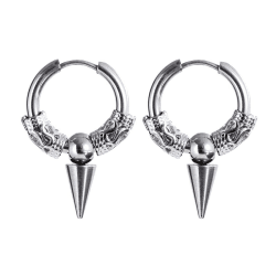 Clyhon Creolen Medizinischer Edelstahl Vintage Perforierter Knorpelschmuck Ohrring Creolen Geeignet Retro Huggie Hoop für Männer und Frauen Punk Hip Hop Ohrringe Hypoallergen Silber