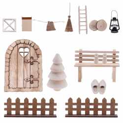 HNLMZ Wichteltür Weihnachten Set,Weihnachten Zubehör Weihnachtswichtel Tür Set,Weihnachtswichtel Tür Holz,Weihnachten Weihnachtswichtel Tür Ornament