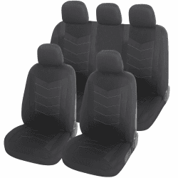 Upgrade4cars Auto-Sitzbezüge Set Universal schwarz | Auto-Schonbezüge Vordersitze & Rückbank | Auto-Sitzbezug Schwarz | Autozubehör Innenraum | Geschenke für Frauen und Männer