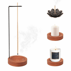 2-in-1 Räucherstäbchenhalter Set, 2 Stück Räucherstäbchen Halterung Modernes Design mit Kegel Spule Räucherstäbchen Halter Handgefertigte Holz Basis für Home Office Decor Yoga Meditation