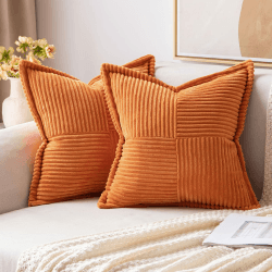 MIULEE 2er Set Kordsamt Kissenbezüge Samtkissen Weich Dekokissen Dekorativ Kissenbezug Modern Kissenhülle Sofakissen Zierkissen Couchkissen für Wohnzimmer Schlafzimmer Orange 40x40 cm
