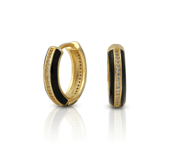 GLORIS Damen Zarte Ohrringe Creolen mit Emaille und Zirkonia vergoldet 18K Klappcreolen Ohrringe Mädchen Modische Leichte Ohrringe Hypoallergene Huggie Ohrringe Modeschmuck für Frauen und Mädchen
