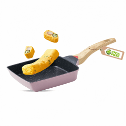 HARLIANGXY Japanische Omelette-Pfanne, Antihaft-Tamagoyaki-Pfanne, Japanische Eierpfanne, Sicher und PFOA-frei, Quadratisch, Rosa, 18,7 x 14.8 CM