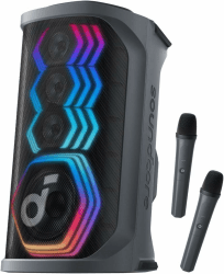 soundcore Rave 3 KI Karaoke-Lautsprecher mit 2 kabellosen Mikrofonen,160W Sound,KI-Stimmentfernung,Stimmverstärker,Nachhall-Effekt,12h Spielzeit,portables PA-System mit Bluetooth für Zuhause,Partys