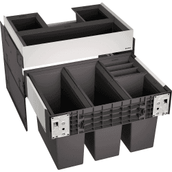 BLANCO SELECT II 60/4 Orga | Abfall Müllsystem | für 60 cm breite Unterschränke | Auszugssystem zur Frontanbindung | Organisationsschublade | 2x 15l & 2x 6l Eimer & 1x Deckel 6l | 400mm Auszugstiefe