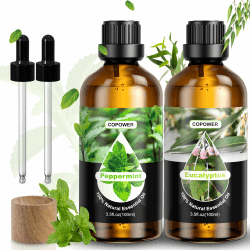 COPOWER Ätherische Öle für Diffuser, 2x100 ml Ätherische Öle -Eukalyptusöl und Minzöl, 100% Reine Natürliche Unverdünnte Duftöl GeschenkSet, Ätherische Öle Set für Diffuser Kerzen Humidifier Seife