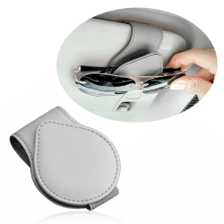 Magnetischer Brillenhalter für Auto,PU Leder Sonnenbrillenhalter Auto Aufbewahrung Brillen Tickets Karten & Hält Auto Ordentlich,Universal Auto Zubehör Innenraum Frauen (Grau)
