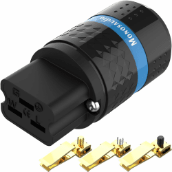 Monosaudio F122G 99,998% reines Kupfer Netzstecker 20A IEC C19 Buchse Steckdose, Audiophiler Stromanschluss 4N High end Kaltgerätestecker (Vergoldet)
