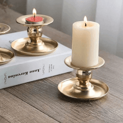 Gold Metall Kerzenständer für Spitzkerze Stumpenkerze Tischdekoration für Hochzeit Abendessen Party - 2 Stück