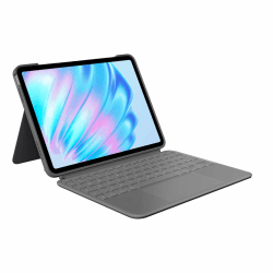 Logitech Combo Touch Tastatur-Case für iPad Air 11 Zoll (M2 und M3), iPad Air (5. Generation) – Abnehmbare Tastatur mit Hintergrundbeleuchtung und Halterung, Deutsches QWERTZ-Layout - Grau