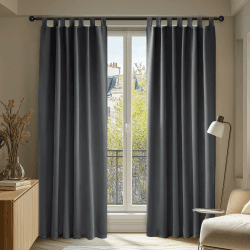 Deconovo Verdunkelungsgardinen Schlaufenschal Thermo Gardinen, 200x140 cm(HöhexBreite), Dunkelgrau, 2er Set H200 x B140 cm (2er Pack) Dunkelgrau