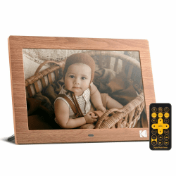 KODAK Digitaler Bilderrahmen 10 Zoll, Digitale Bilderrahmen No Wlan mit Fernbedienung, Elektronischer Bilderrahmen mit 1280*800 IPS-Bildschirm, Bilder/Videos/Musikplayer, Unterstützt Uhr/USB/SD-Karte