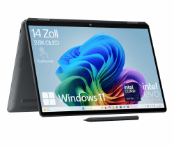 HP OmniBook Ultra Flip, Convertible Copilot+ PC, 14 Zoll 2,8K OLED Touchscreen 300 Nits, Intel Core Ultra 7 258V, 32 GB RAM, 2TB SSD, Intel Arc Graphics, QWERTZ, Windows 11 Home, Eclipse Gray