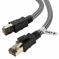Qiuean Cat 8 5m Lan Kabel,Nylon Geflochtener Netzwerkkabel,40Gbps 2000MHz Hochgeschwindigkeits Ethernet Kabel,S/FTP Patchkabel mit Vernickelt Rj45-Stecker für Ps5/Laptop/Router/Gaming/Modem