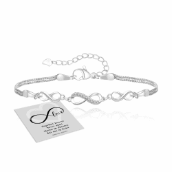 GEMAURA Armband Silber 925 Damen,Infinity Armband Silber mit Zirkonia,Verstellbares Armband Gold Herz Silber Armband Unendlichkeitszeichen Freundschaftsarmbänder Schmuck Geschenke für Frauen