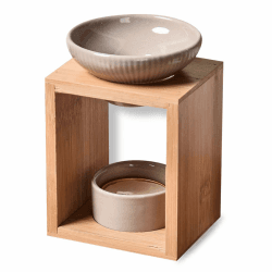 Zen'Arôme - Duftlampe Birdy Schwarz - Duftwachs-Brenner - Diffuser für Ätherische Öle und Raumdüfte - Kerzenhalter Aromatherapie - Dekorativer Teelichthalter aus Holz und Keramik - Höhe: 16,5 cm