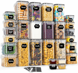 GoMaihe Vorratsdosen 28 Set, Aufbewahrungsbox Küche Organizer, Luftdicht Vorratsbehälter Plastik mit Deckel, Vorratsdose für Müsli Mehl Kaffeebohnen Cornflakes Aufbewahrung, 2L 1.4L 0.8L 0.32L 0.06L