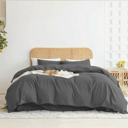 Gezu Bettwäsche 135x200 Uni Grau Anthrazit Dunkelgrau Bettbezug 2tlg mit Kissenbezug Bettwäsche Set aus Mikrofaser mit Reißverschluss weich und bügelfrei