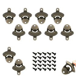 10Pcs Flaschenöffner zur Wandmontage Vintage Wandmontierter Bieröffner Flaschenoffn wand mit Schrauben für Zuhause Bars Küche, Bronze