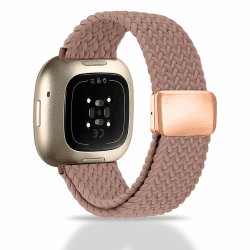 Chinbersky Geflochtenes Armband Kompatibel mit Fitbit Versa 4 Armband/Fitbit Versa 3 Armband/Fitbit Sense Armband, mit Magnet Verschluss Elastisches Nylon Band für Fitbit Versa 4/Versa 3/Sense 2/Sense